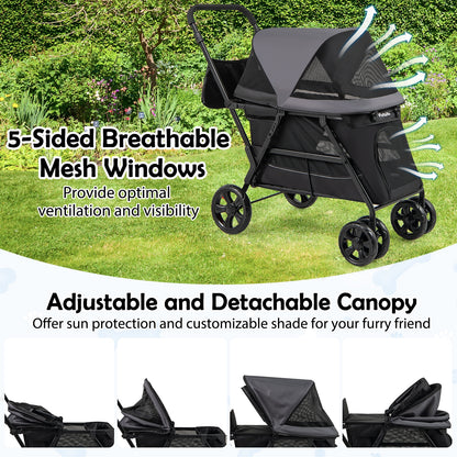 Dog Stroller for Medium Small Senior Elderly Dogs with Dual Entry, Black Dog Supplies at Gallery Canada