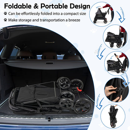 Dog Stroller for Medium Small Senior Elderly Dogs with Dual Entry, Black Dog Supplies at Gallery Canada