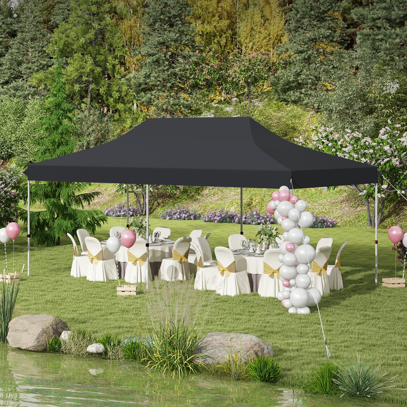 10 X 20 FT Pop up Canopy Tent Foldable Portable Outdoor Gazebo with Carry Bag, Black Canopies at Gallery Canada