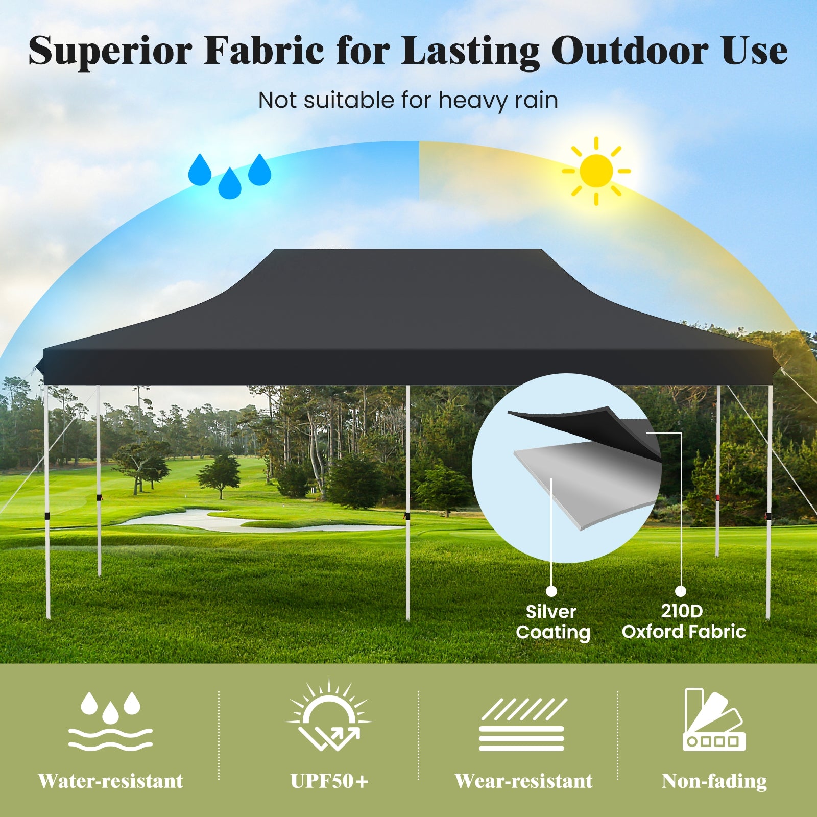 10 X 20 FT Pop up Canopy Tent Foldable Portable Outdoor Gazebo with Carry Bag, Black Canopies at Gallery Canada