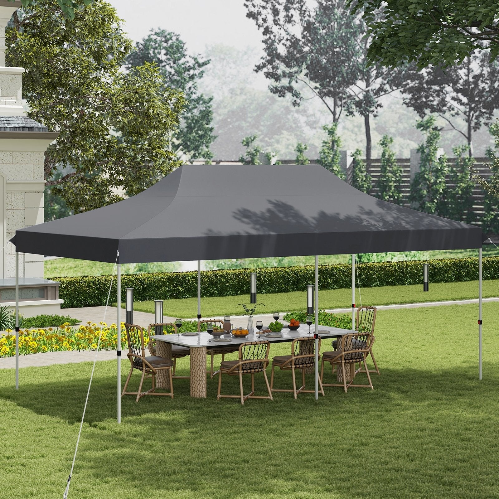 10 X 20 FT Pop up Canopy Tent Foldable Portable Outdoor Gazebo with Carry Bag, Gray Canopies at Gallery Canada