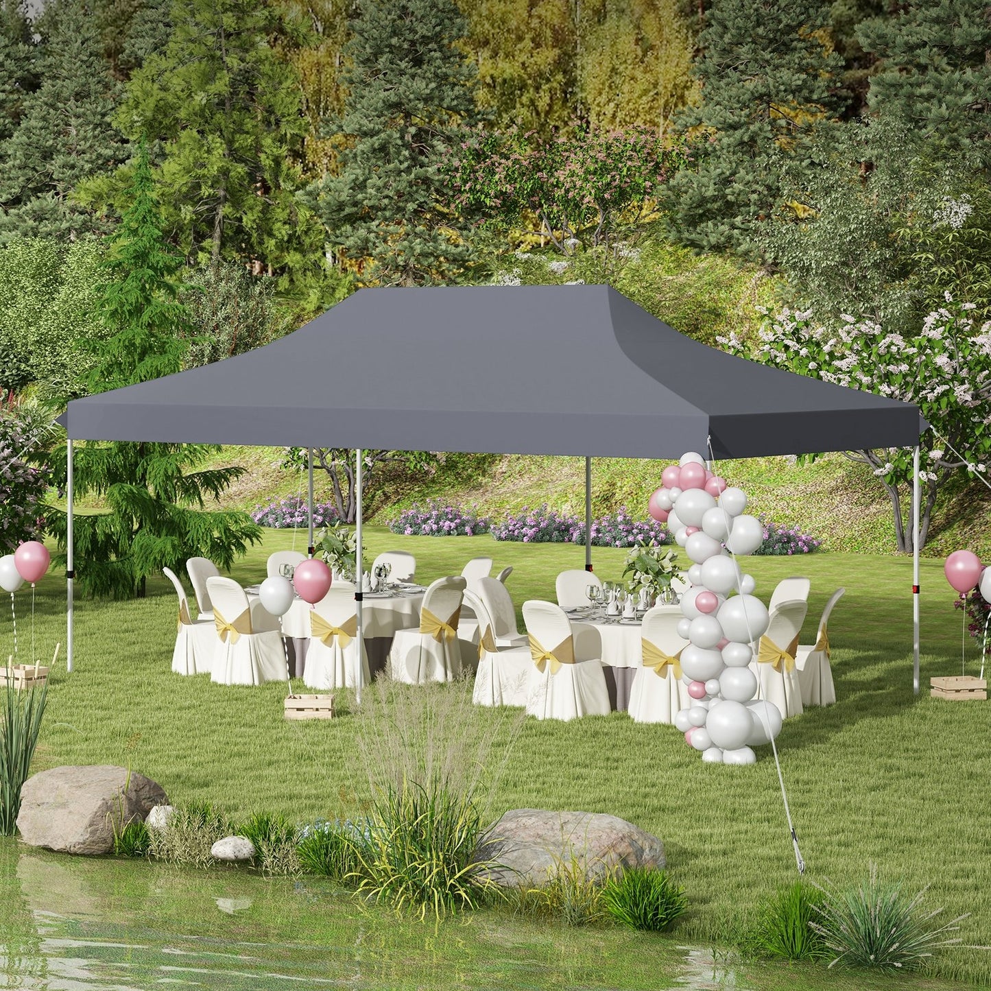 10 X 20 FT Pop up Canopy Tent Foldable Portable Outdoor Gazebo with Carry Bag, Gray Canopies at Gallery Canada