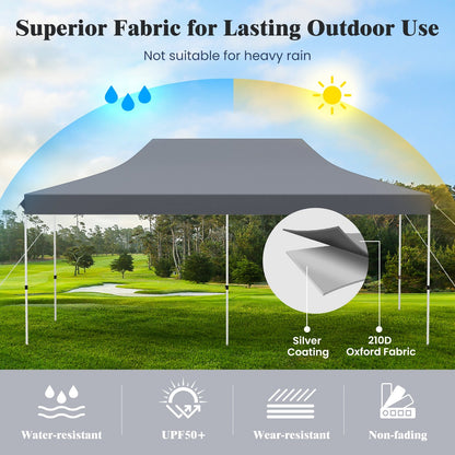 10 X 20 FT Pop up Canopy Tent Foldable Portable Outdoor Gazebo with Carry Bag, Gray Canopies at Gallery Canada