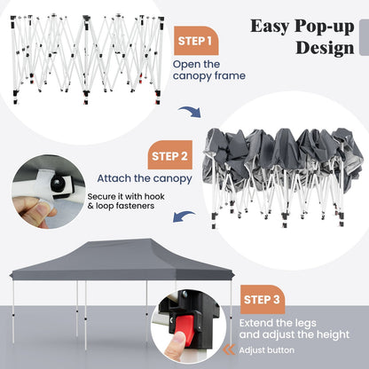 10 X 20 FT Pop up Canopy Tent Foldable Portable Outdoor Gazebo with Carry Bag, Gray Canopies at Gallery Canada