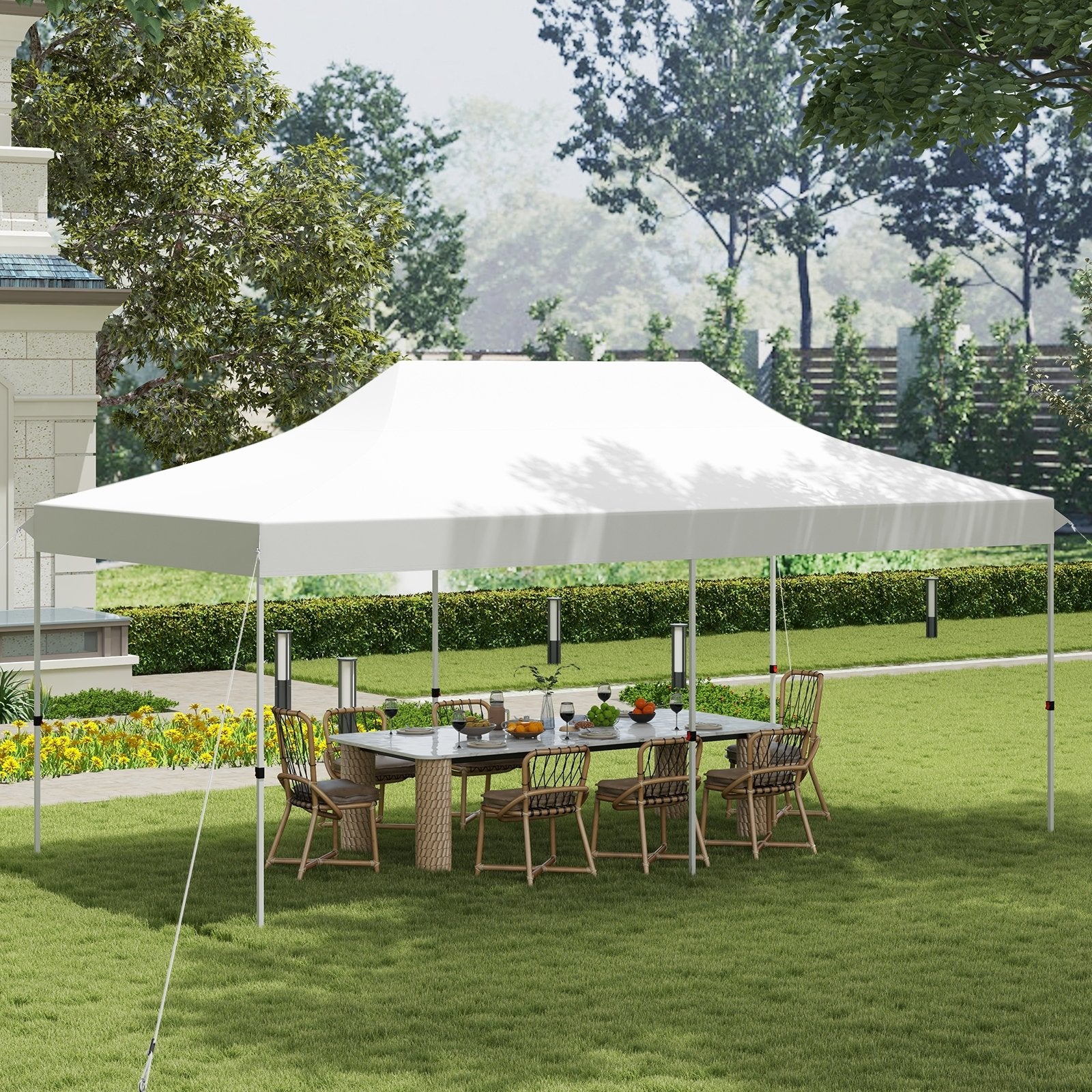 10 X 20 FT Pop up Canopy Tent Foldable Portable Outdoor Gazebo with Carry Bag, White Canopies at Gallery Canada