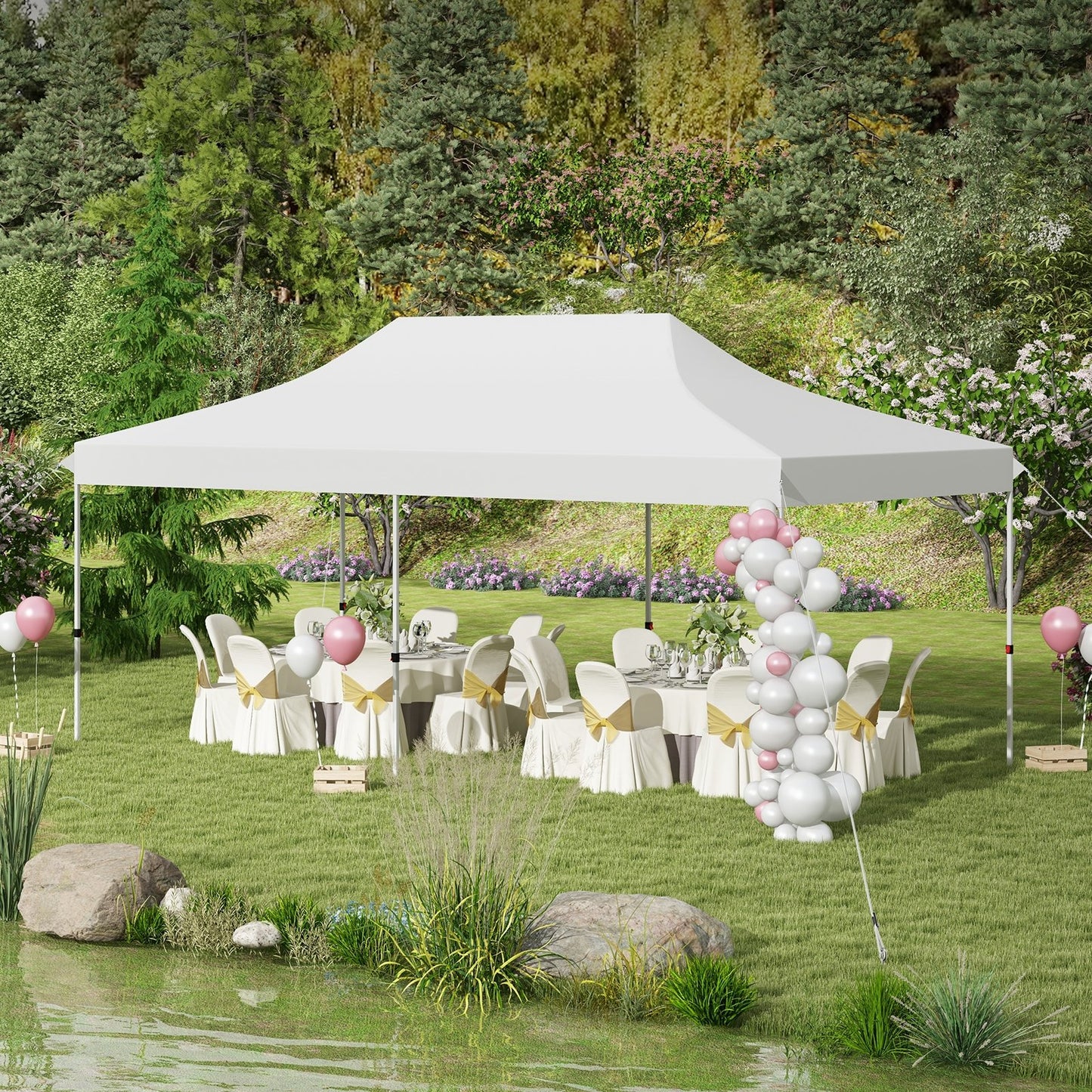 10 X 20 FT Pop up Canopy Tent Foldable Portable Outdoor Gazebo with Carry Bag, White Canopies at Gallery Canada