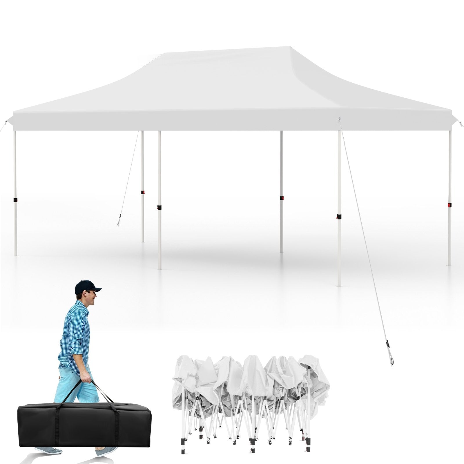 10 X 20 FT Pop up Canopy Tent Foldable Portable Outdoor Gazebo with Carry Bag, White Canopies at Gallery Canada