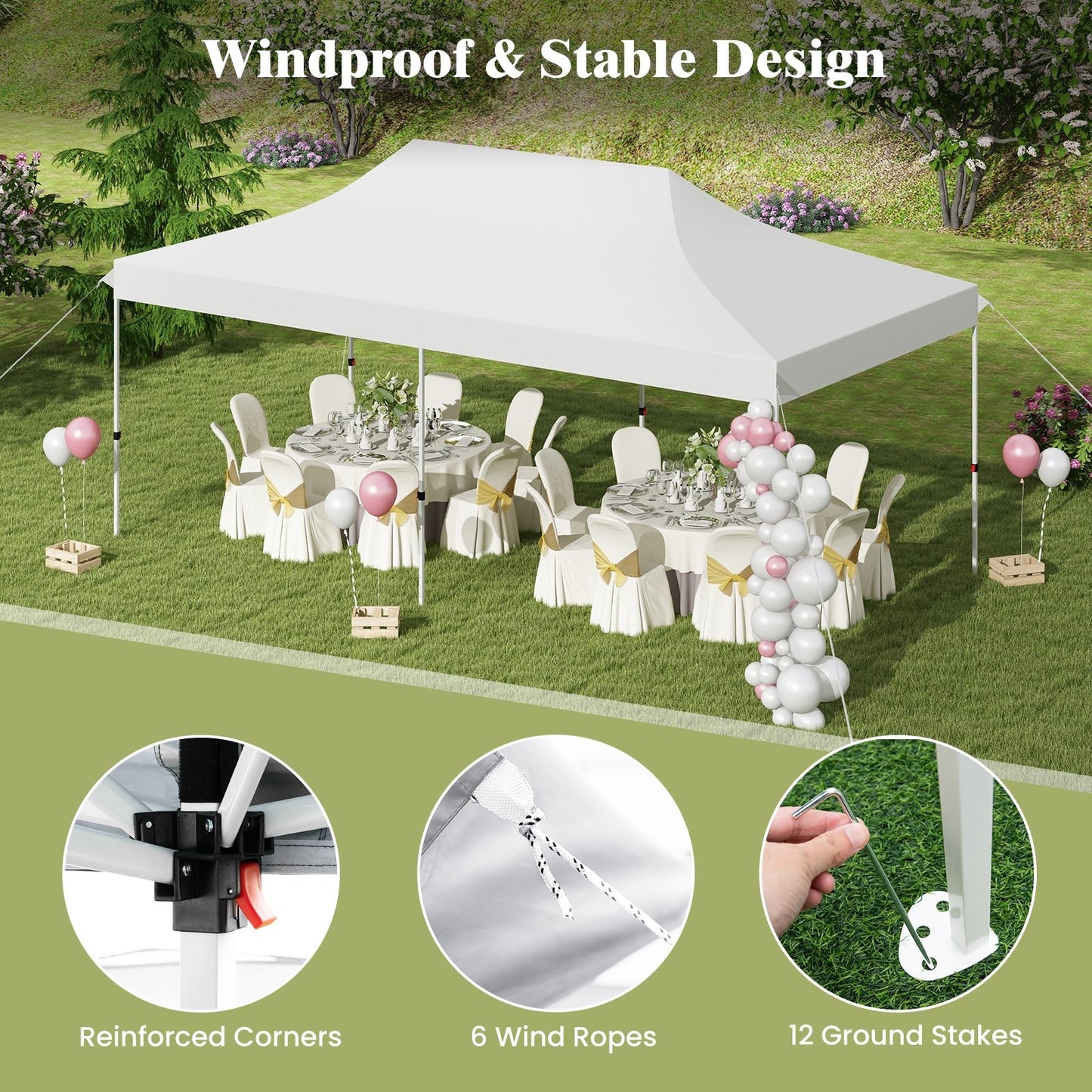 10 X 20 FT Pop up Canopy Tent Foldable Portable Outdoor Gazebo with Carry Bag, White Canopies at Gallery Canada