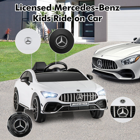 12V Kids Ride on Car Mercedes-Benz AMG CLA 45 with Remote, White Powered Ride On Toys White at Gallery Canada