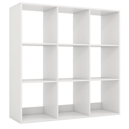 9 Cube Bookshelf with Back Guardrail for Living Room Bedroom, White