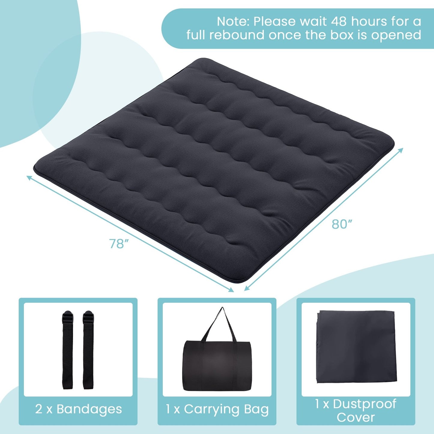 Futon Mattress with Washable Cover and Foldable Mat-King Size, Black Mattresses at Gallery Canada