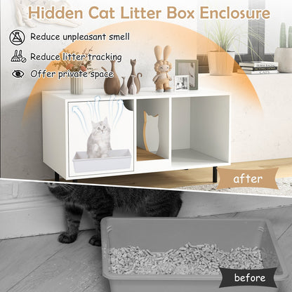 40 Inch Cat Litter Box Enclosure for 2 Cats Hidden Cat Washroom, White Cat Houses at Gallery Canada