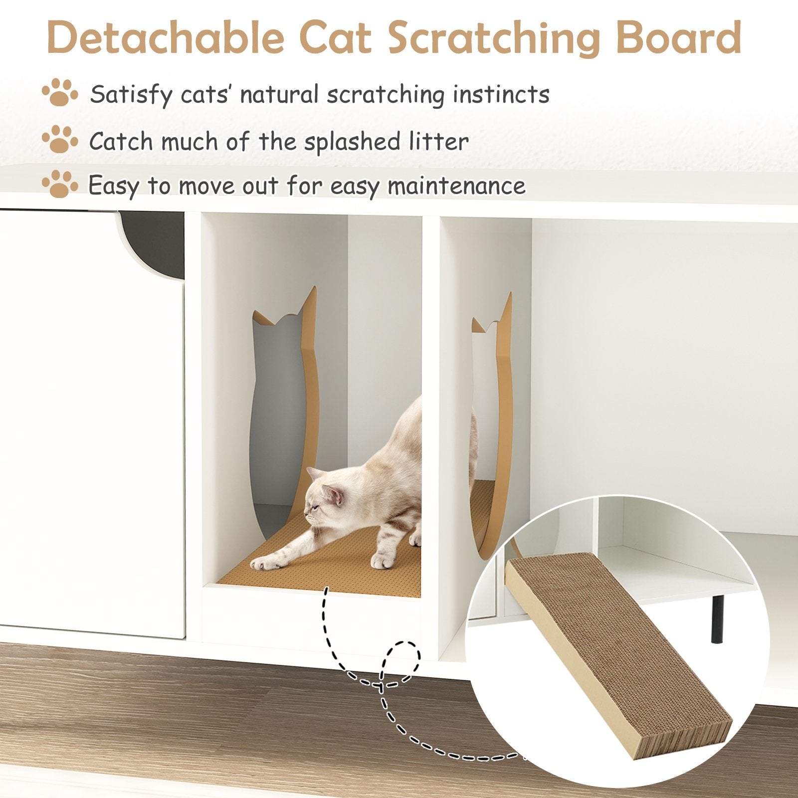 40 Inch Cat Litter Box Enclosure for 2 Cats Hidden Cat Washroom, White Cat Houses at Gallery Canada