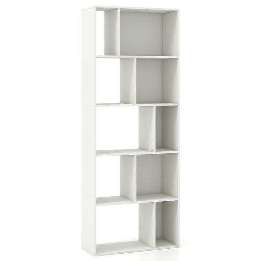 63 Inch 5-Tier Geometric 10-Cube Bookshelf Tall Bookcase, White Bookcases White at Gallery Canada