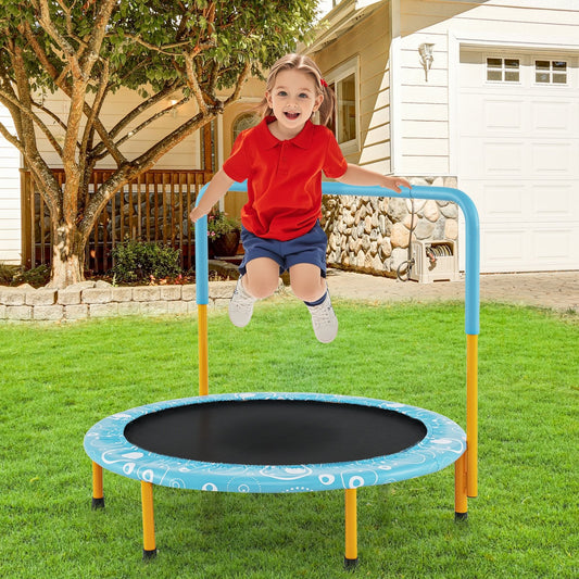 36 Inch Kids Trampoline Mini Rebounder with Full Covered Handrail, Orange Trampolines Orange at Gallery Canada