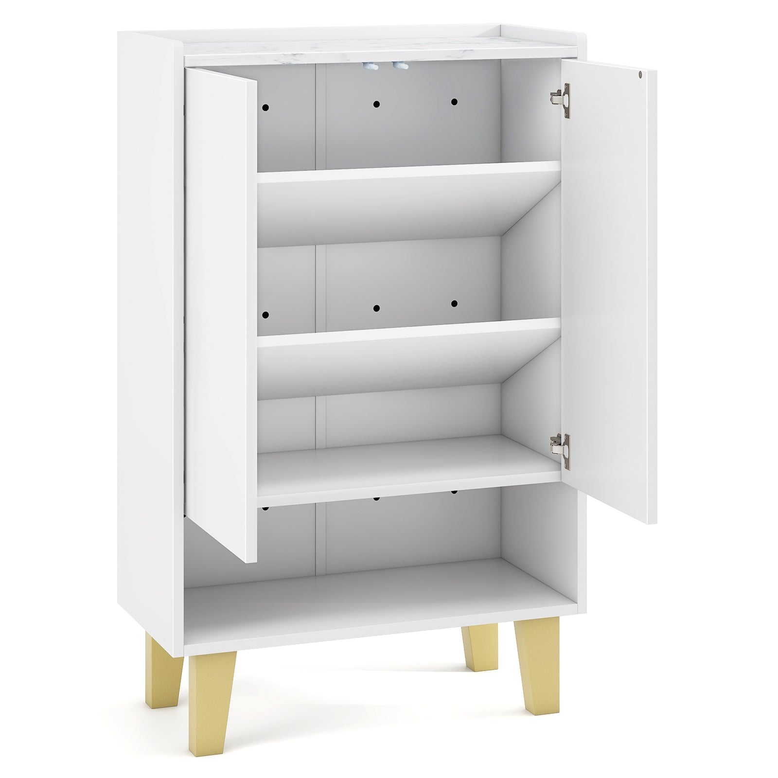 5-Tier Shoe Cabinet with Faux Marble Countertop and Flat Tilting Shelves, White Shoe Racks & Storage Benches at Gallery Canada