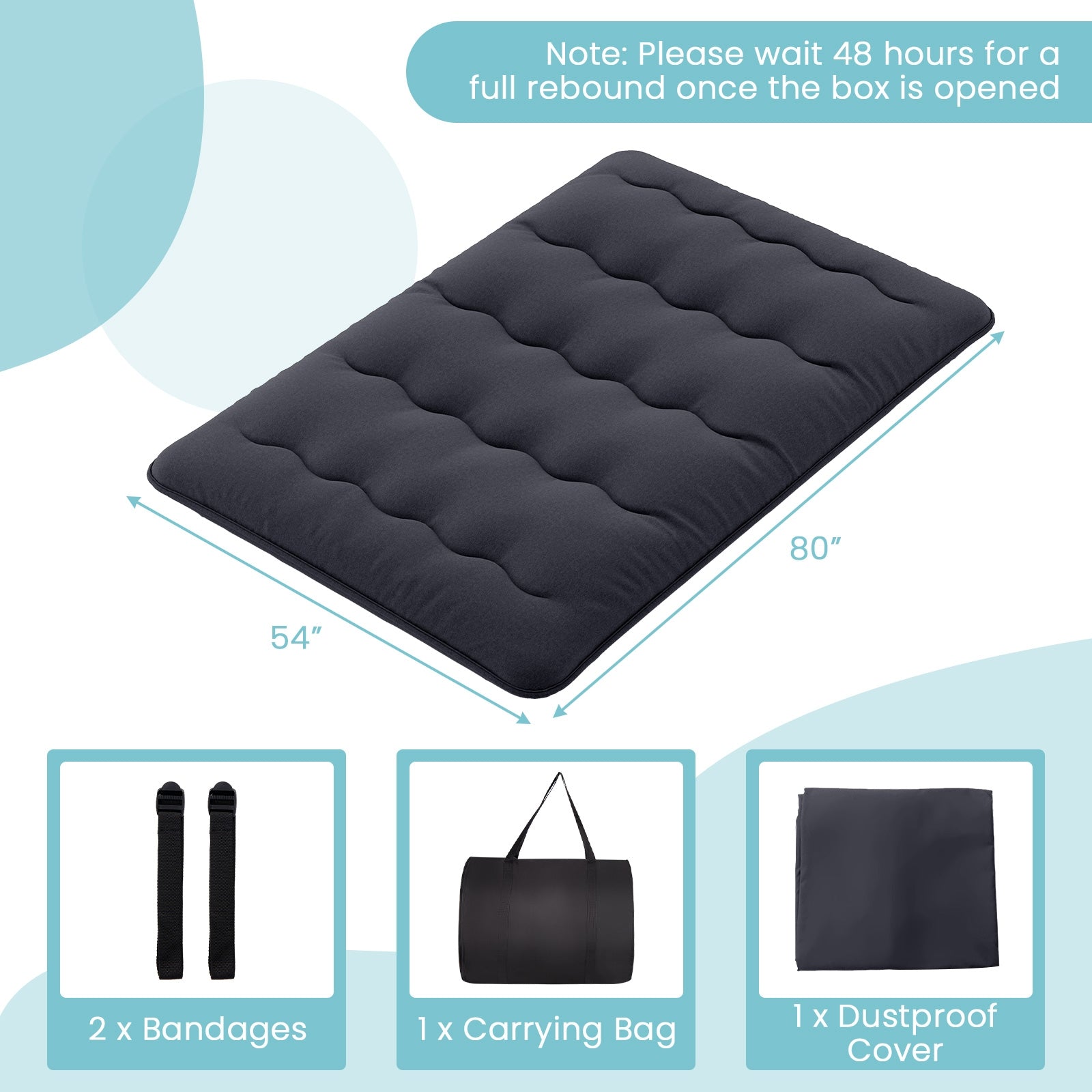 Futon Mattress with Washable Cover and Foldable Mat-Full Size, Black Mattresses at Gallery Canada