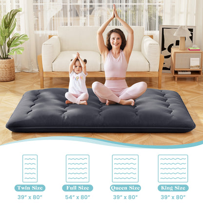 Futon Mattress with Washable Cover and Foldable Mat-Full Size, Black Mattresses at Gallery Canada