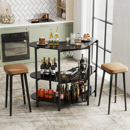 3-Tier Liquor Bar Table with Stemware Racks and Storage Shelves, Black Bar Tables at Gallery Canada