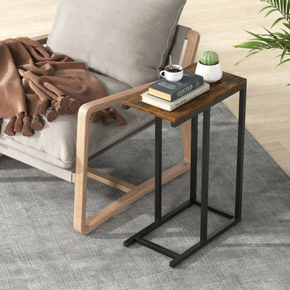 C-shaped Side Table with Heavy-duty Metal Frame, Rustic Brown End & Side Tables at Gallery Canada