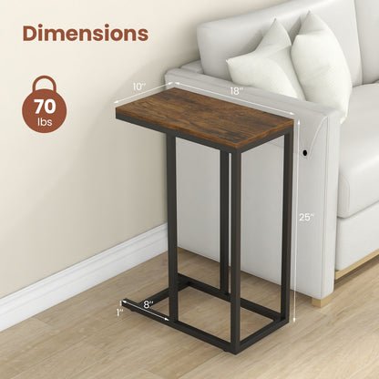 C-shaped Side Table with Heavy-duty Metal Frame, Rustic Brown End & Side Tables at Gallery Canada