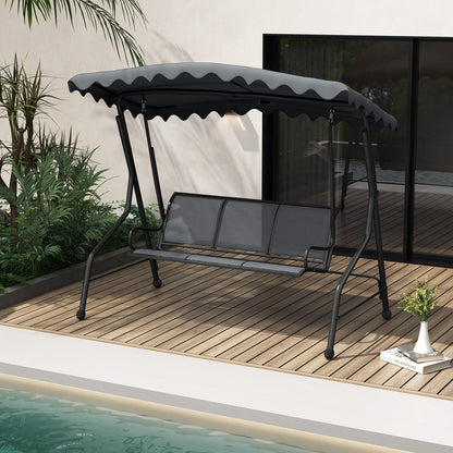 3-Seat Outdoor Porch Canopy Swing with Adjustable Shading, Gray Porch Swings   at Gallery Canada