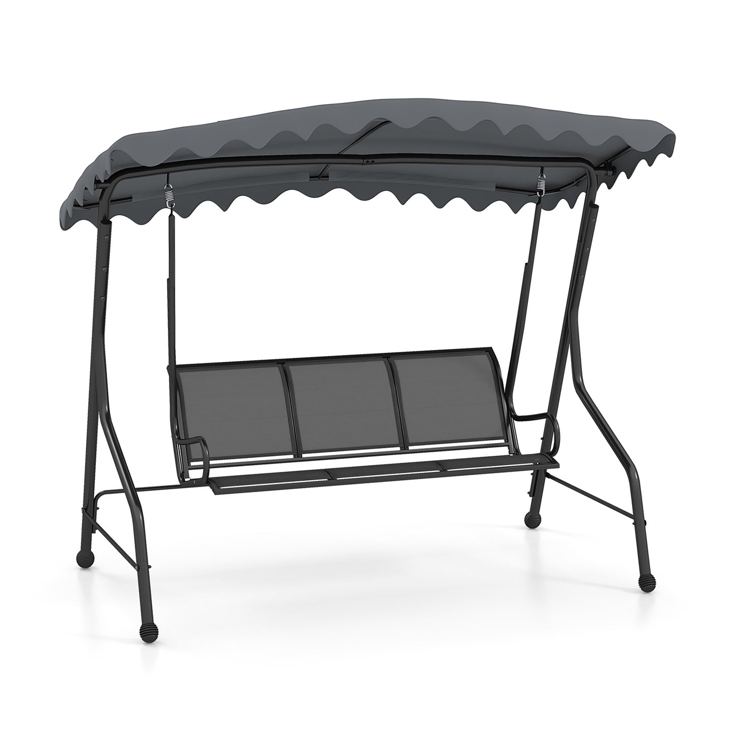 3-Seat Outdoor Porch Canopy Swing with Adjustable Shading, Gray Porch Swings Gray  at Gallery Canada