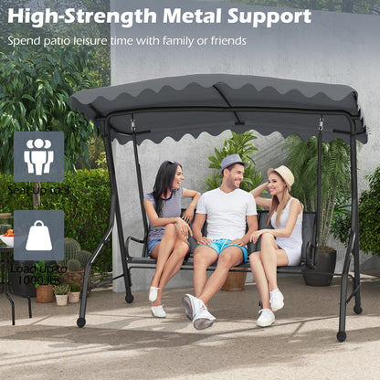 3-Seat Outdoor Porch Canopy Swing with Adjustable Shading, Gray Porch Swings   at Gallery Canada