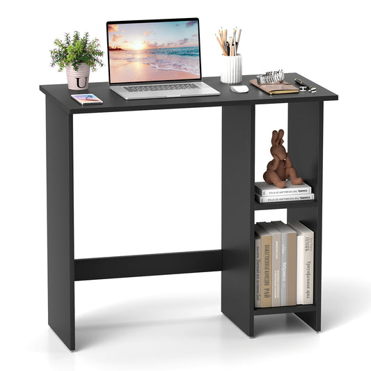 Small Computer Desk with Storage and Adjustable Shelf, Black Writing Desks Black at Gallery Canada