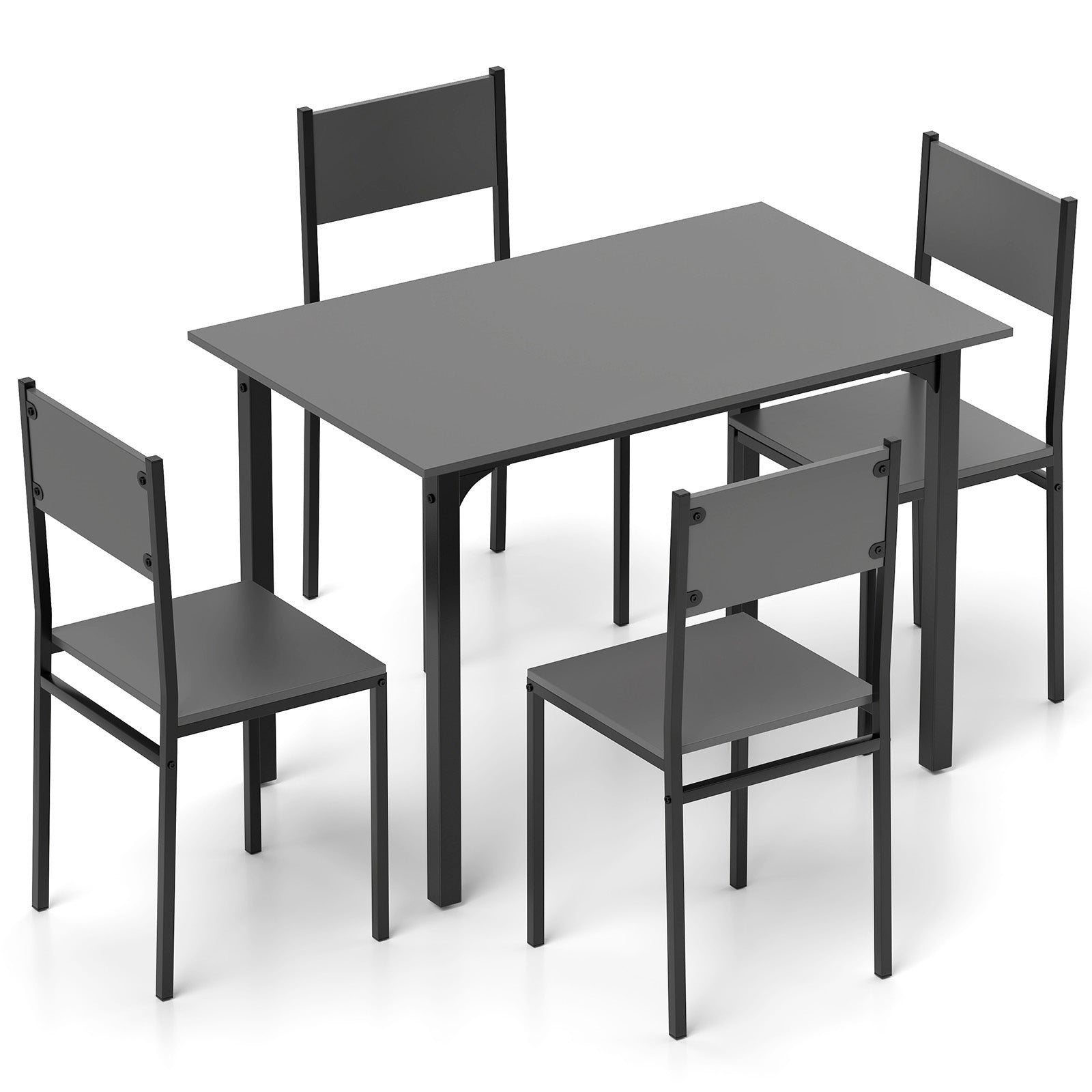 5 Piece Dining Table Set Industrial Style Kitchen Table and Chairs for 4-Grey, Gray Dining Room Sets Gray at Gallery Canada