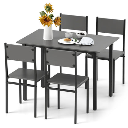 5 Piece Dining Table Set Industrial Style Kitchen Table and Chairs for 4-Grey, Gray Dining Room Sets at Gallery Canada