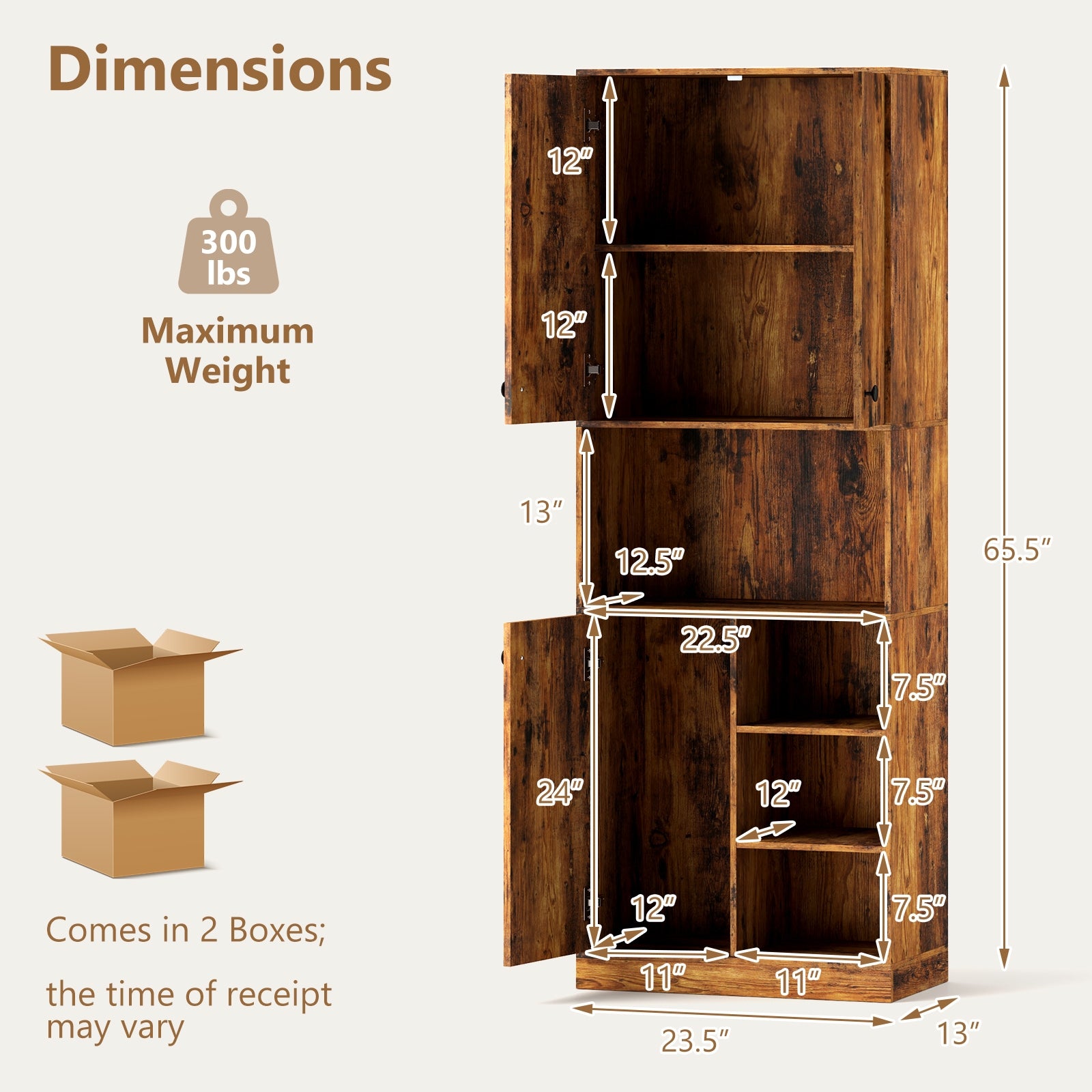 Kitchen Pantry Storage Cabinet with Microwave Stand and Open Shelves, Rustic Brown Sideboards Cabinets & Buffets at Gallery Canada