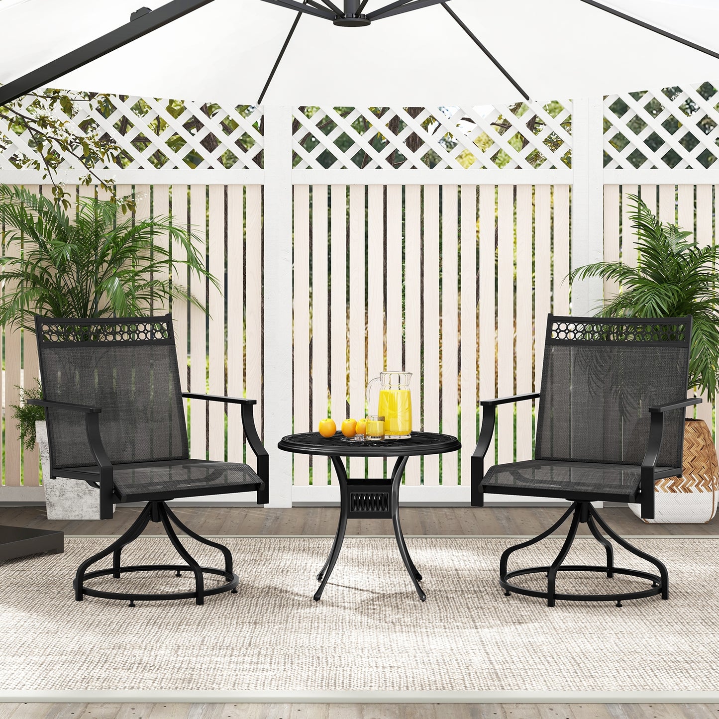 Patio Swivel Dining Chairs Set of 2 with Heavy-duty Metal Frame and Armrests, Gray Patio Dining Chairs   at Gallery Canada