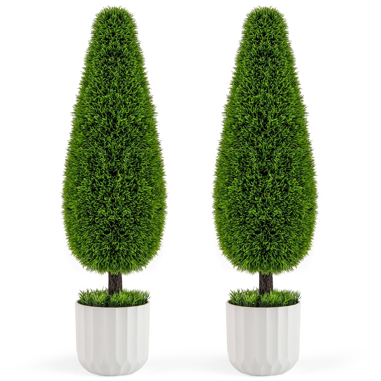 2 Pack 3 Feet Artificial Cedar Teardrop Shaped Bush with Plastic Nursery Pot, Green Faux Plants Green at Gallery Canada