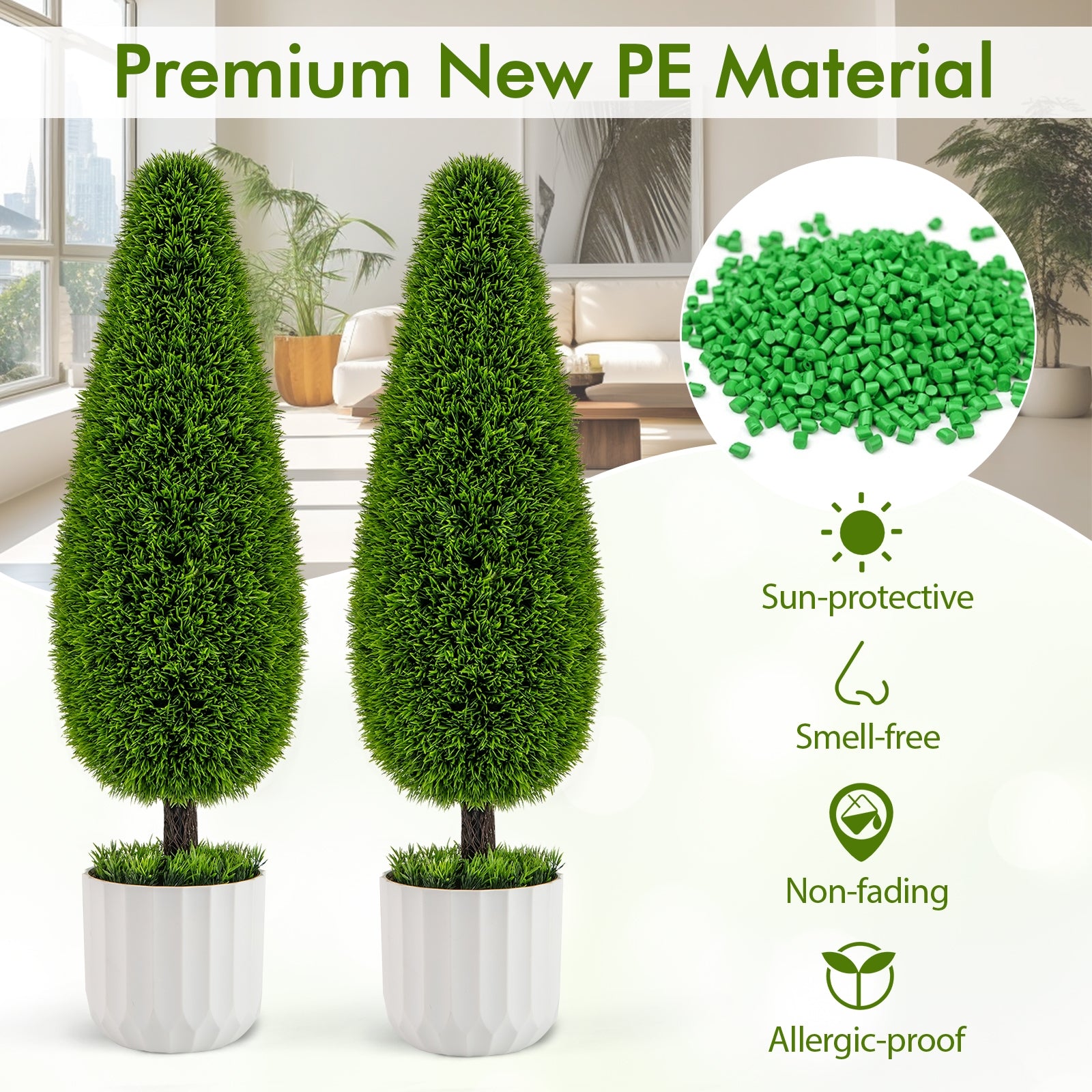 2 Pack 3 Feet Artificial Cedar Teardrop Shaped Bush with Plastic Nursery Pot, Green Faux Plants at Gallery Canada