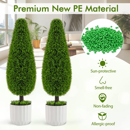 2 Pack 3 Feet Artificial Cedar Teardrop Shaped Bush with Plastic Nursery Pot, Green Faux Plants at Gallery Canada