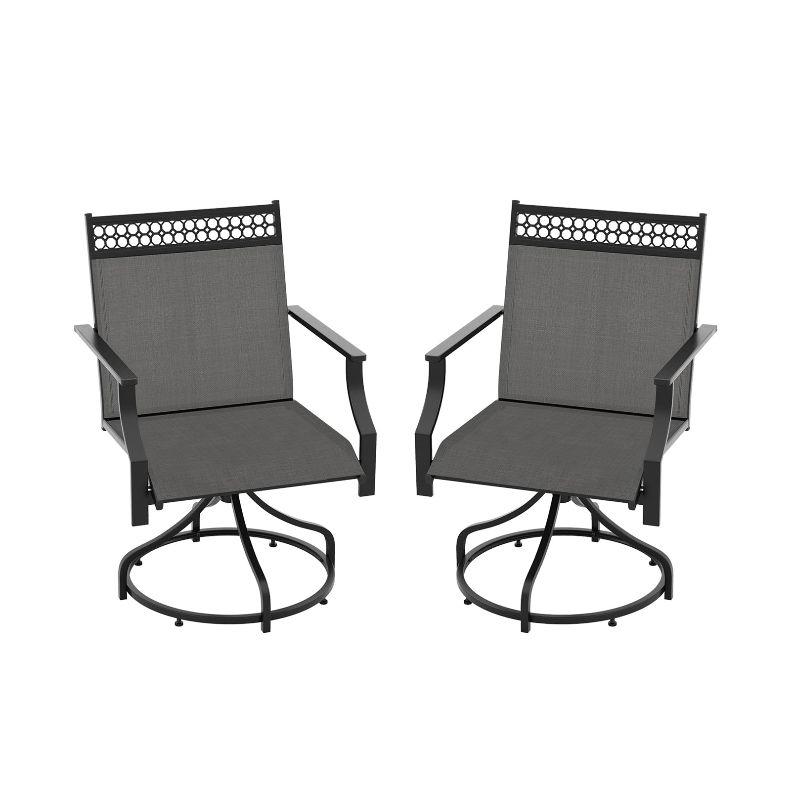 Patio Swivel Dining Chairs Set of 2 with Heavy-duty Metal Frame and Armrests, Gray Patio Dining Chairs Gray  at Gallery Canada