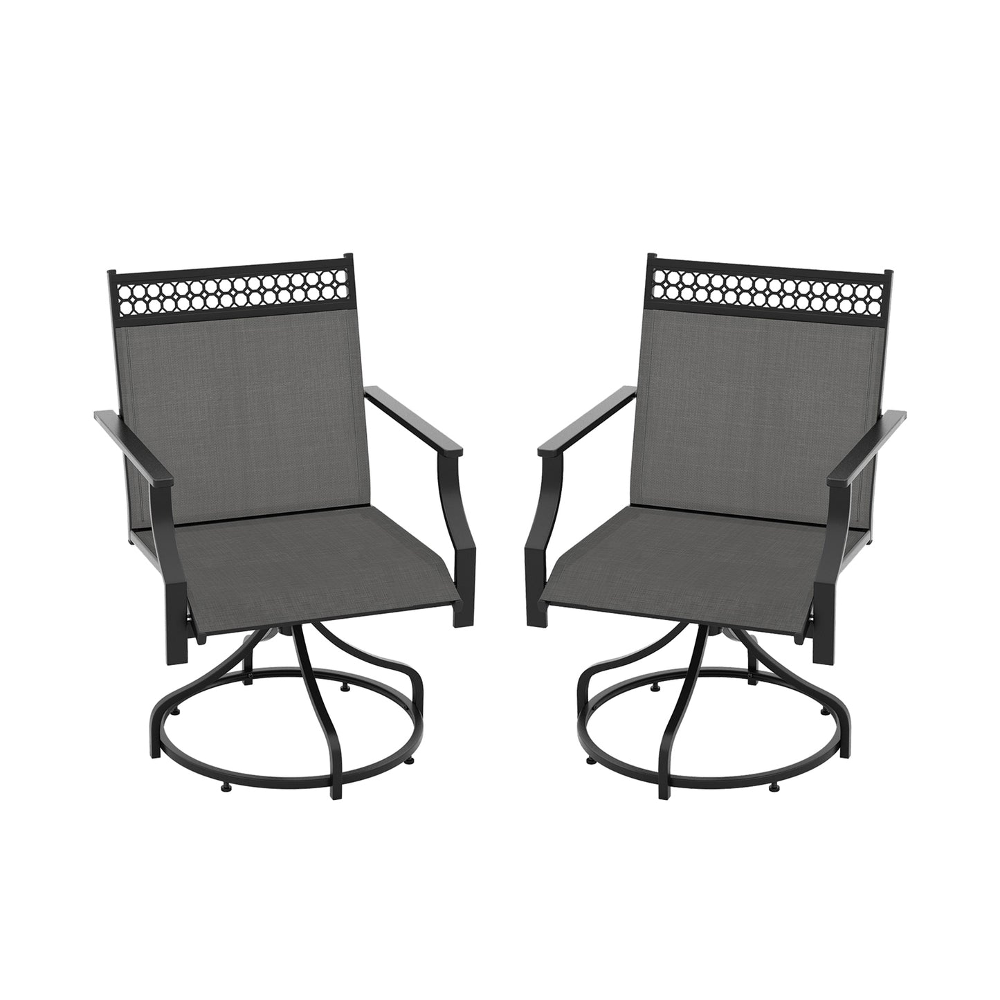 Patio Swivel Dining Chairs Set of 2 with Heavy-duty Metal Frame and Armrests, Gray Patio Dining Chairs Gray  at Gallery Canada