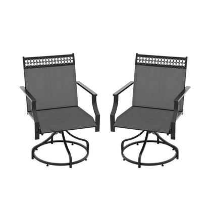 Patio Swivel Dining Chairs Set of 2 with Heavy-duty Metal Frame and Armrests, Gray Patio Dining Chairs Gray  at Gallery Canada