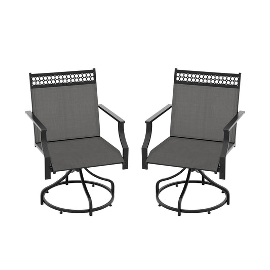 Patio Swivel Dining Chairs Set of 2 with Heavy-duty Metal Frame and Armrests, Gray Patio Dining Chairs Gray  at Gallery Canada