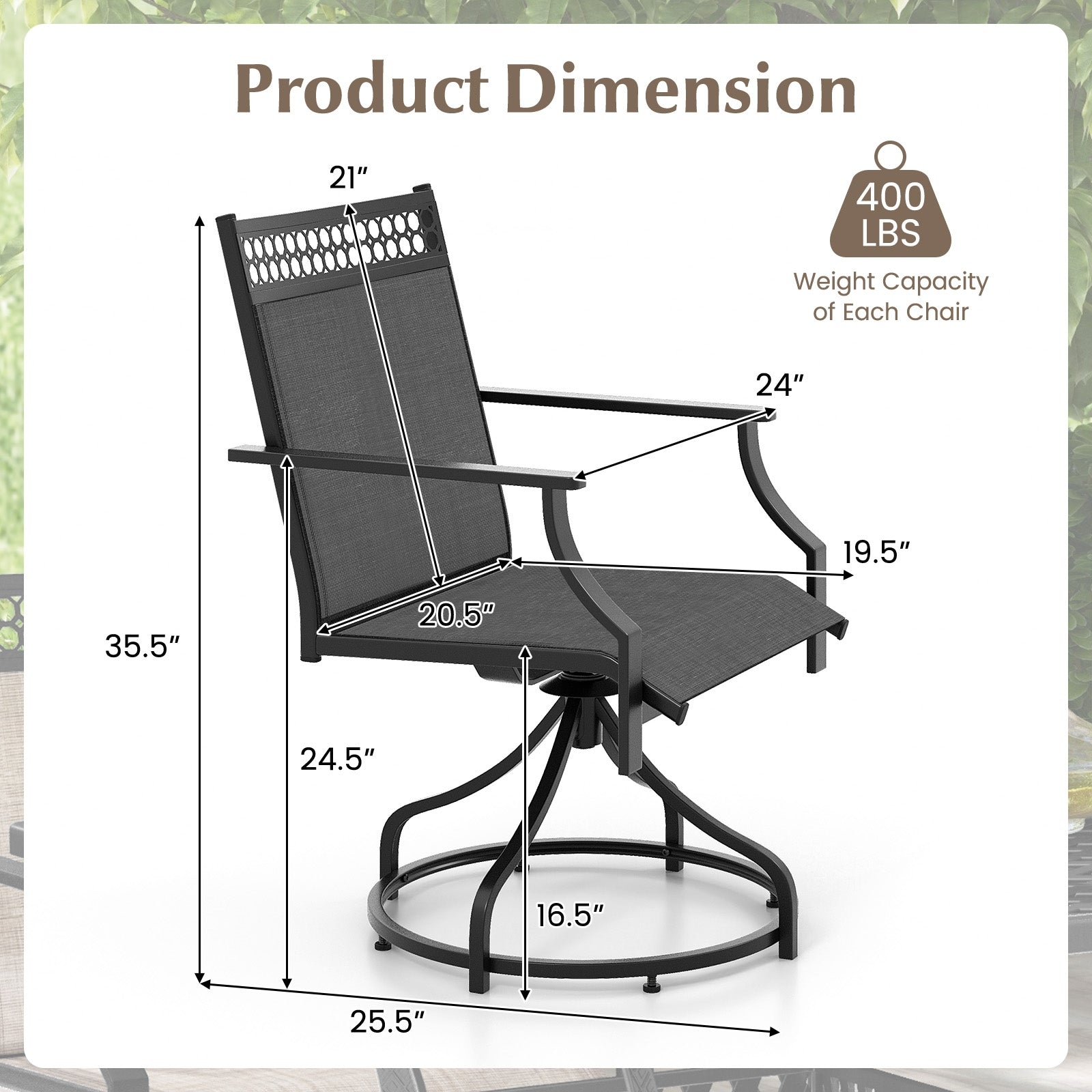 Patio Swivel Dining Chairs Set of 2 with Heavy-duty Metal Frame and Armrests, Gray Patio Dining Chairs   at Gallery Canada