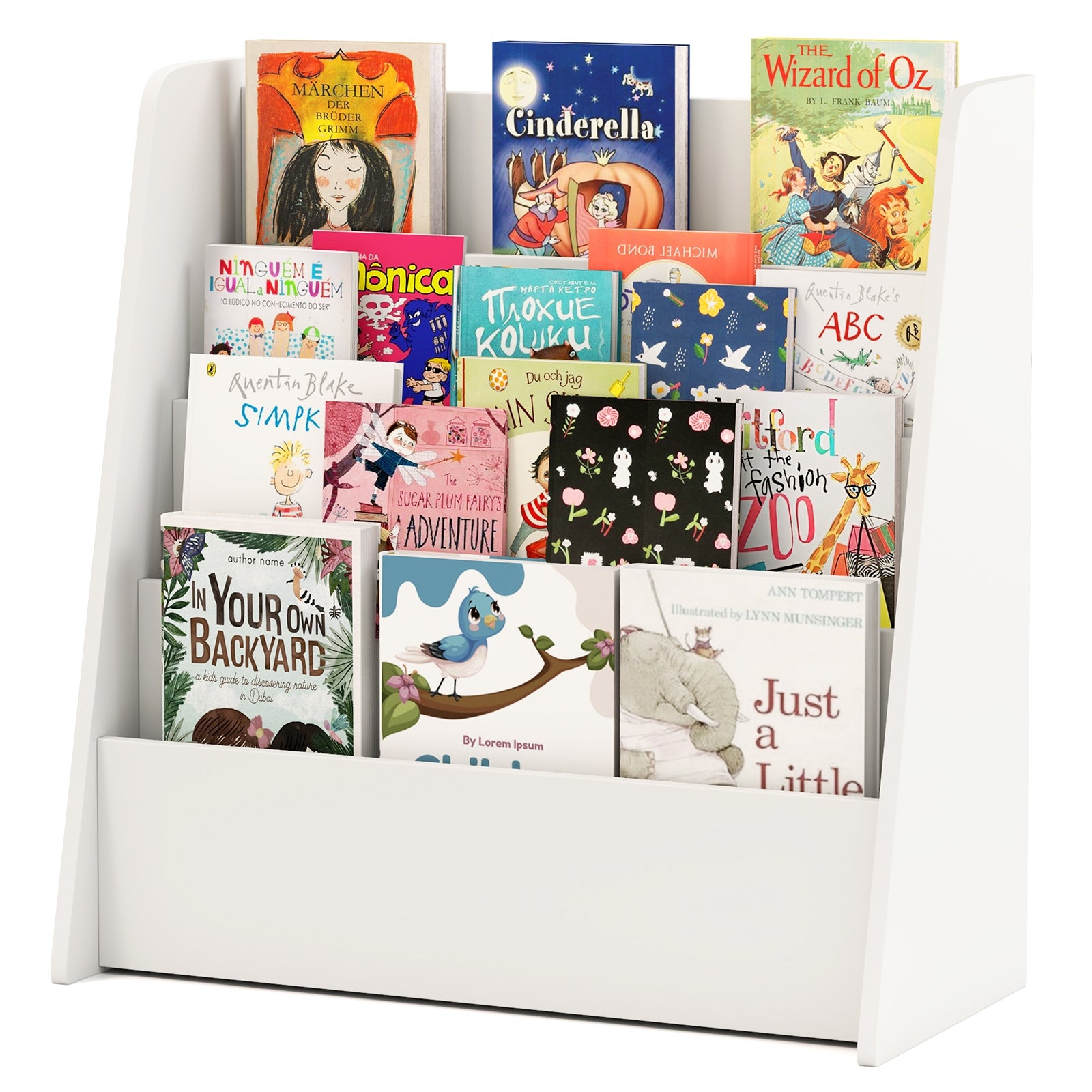 4-Tier Kids Bookshelf with Deep Compartments for Bedroom, White Kids Storage at Gallery Canada