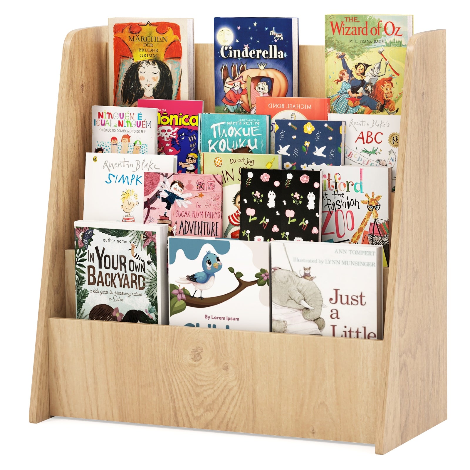 4-Tier Kids Bookshelf with Deep Compartments for Bedroom, Natural Kids Storage at Gallery Canada