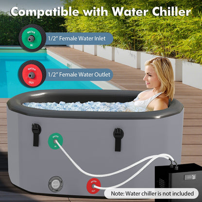 XL 129 Gal Oval Ice Bath Tub with Cover and Hand Pump for Athletes, Gray Spa & Salon at Gallery Canada