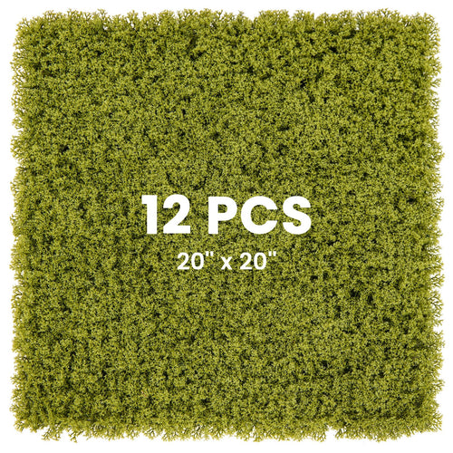 12 Pieces 20 x 20 inches Artificial Grass Wall Panels for Garden Yard Balcony, Light Green