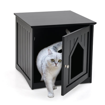 Sidetable Nightstand Weatherproof Multi-function Cat House, Black Cat Houses at Gallery Canada