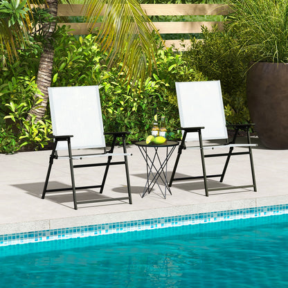 2 Pieces Patio Folding Chairs with Armrests for Deck Garden Yard, White Patio Dining Chairs at Gallery Canada