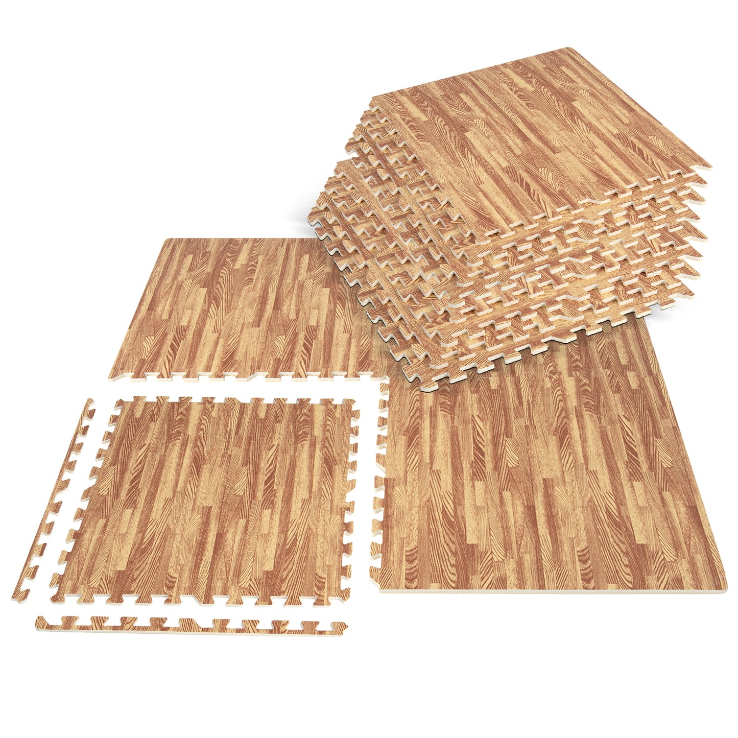 25 Tiles Wood Grain Foam Floor Mats with Borders- Natural, Natural Decorative Fencing & Flooring Natural at Gallery Canada