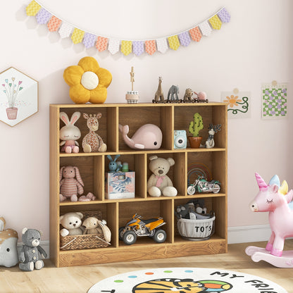 41 inches Wooden Toy Storage Organizer with 10 Cubes for Kids, Natural Kids Storage   at Gallery Canada