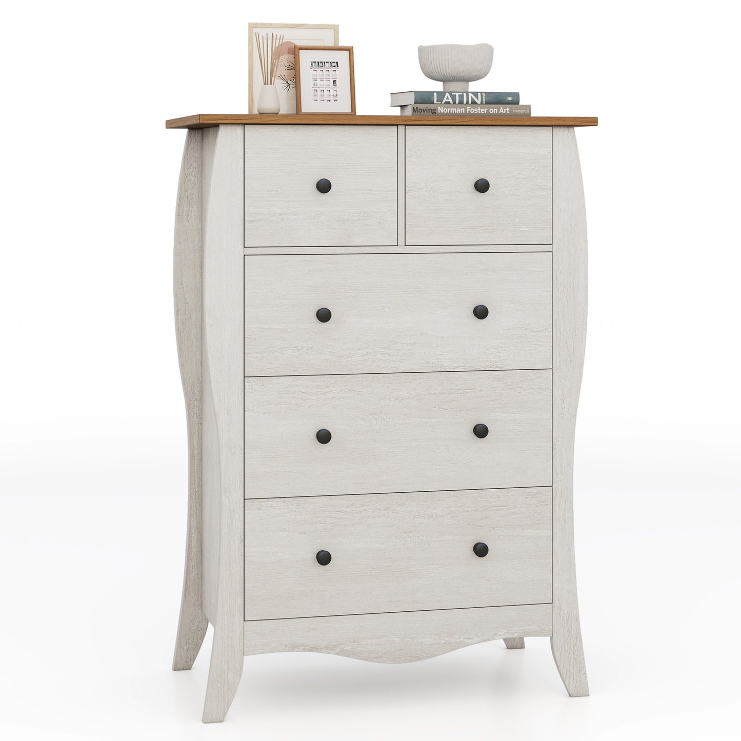 Closet Storage Organizer with 5 Folding Fabric Drawers and Anti-tipping Kit, Gray Nightstands Gray at Gallery Canada